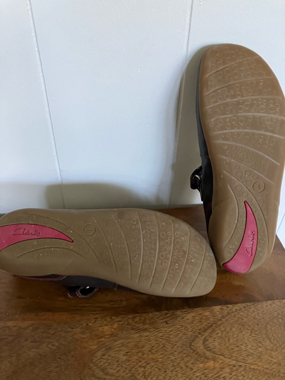 Clarks Dark Brown Leather Mary Jane Flats with Contrast Stitching - Picture 6 of 7